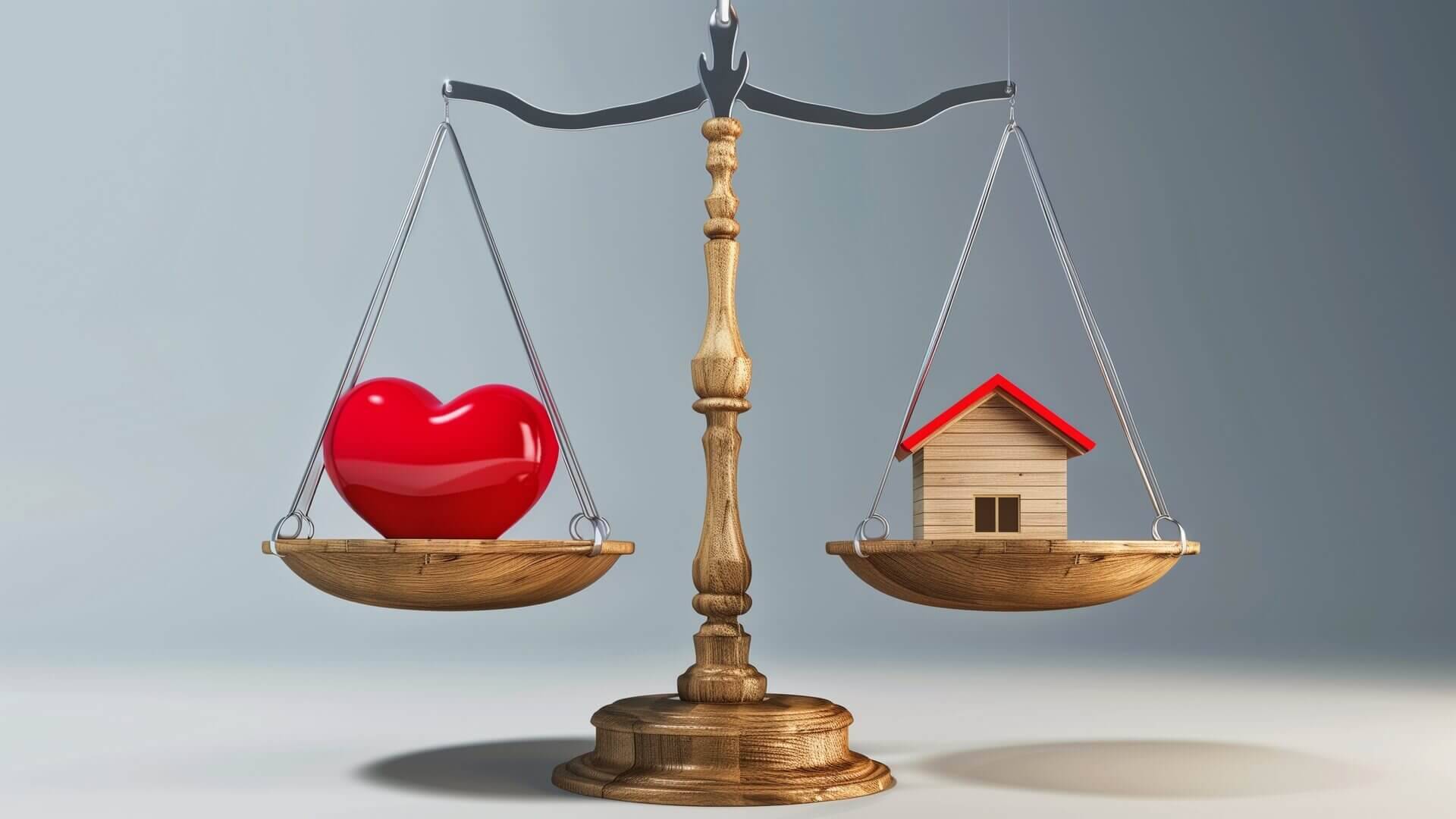 Herz auf Waage, wei&szlig;er Hintergrund.